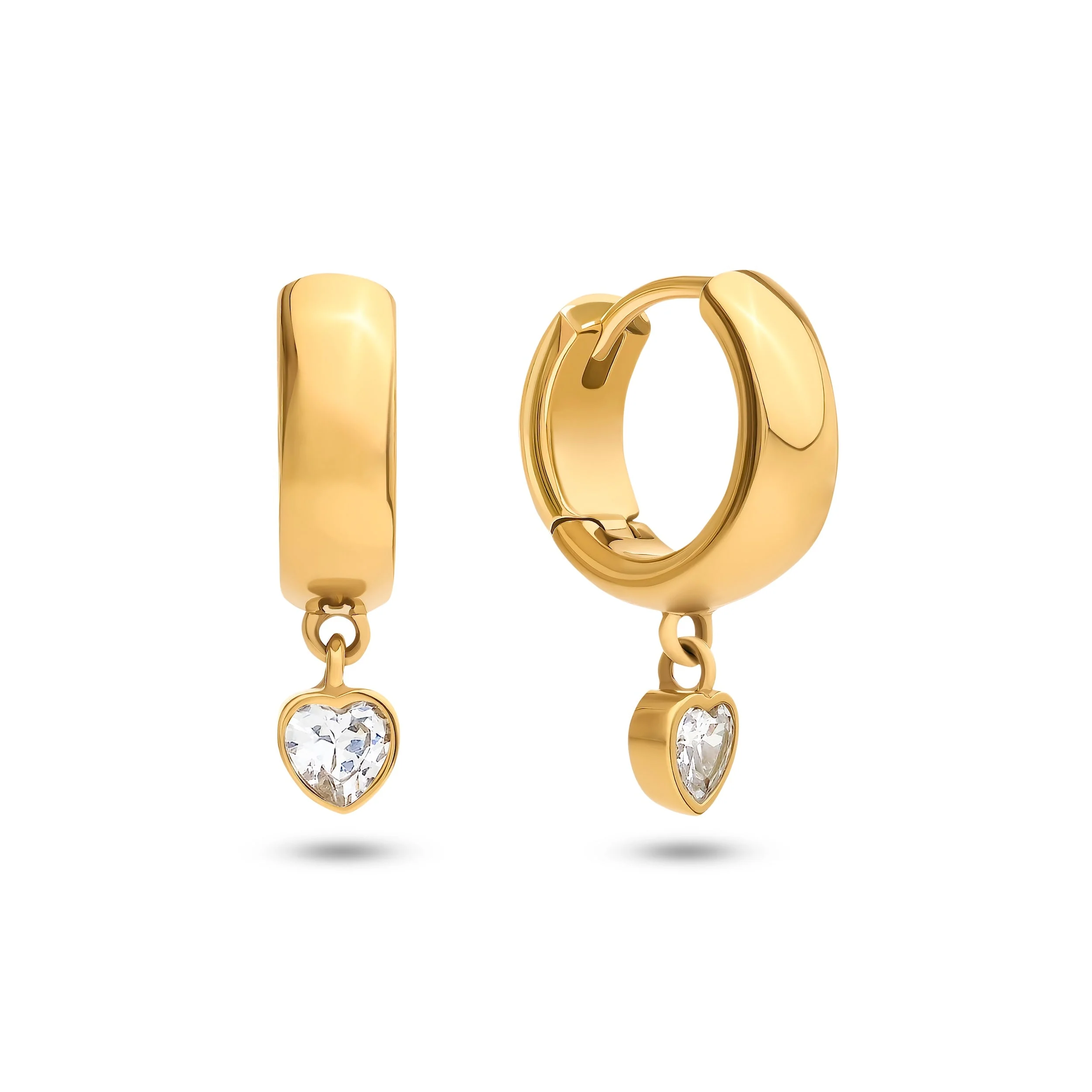 ChunkyHeartHuggieHoopEarrings_Gold – Aurodia